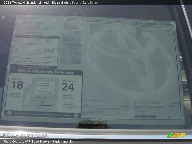 Blizzard White Pearl / Sand Beige 2011 Toyota Highlander Limited