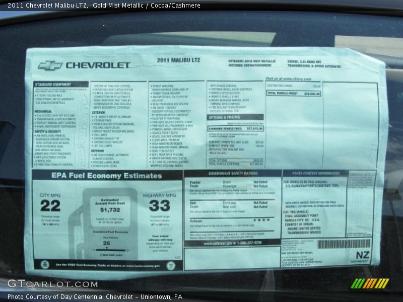 Gold Mist Metallic / Cocoa/Cashmere 2011 Chevrolet Malibu LTZ