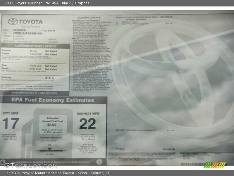 Black / Graphite 2011 Toyota 4Runner Trail 4x4