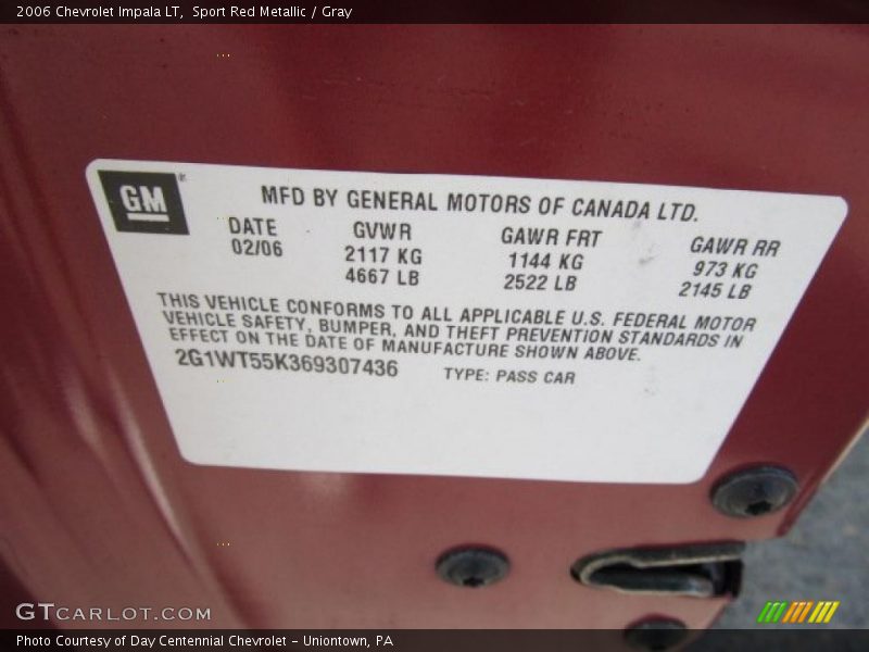 Sport Red Metallic / Gray 2006 Chevrolet Impala LT