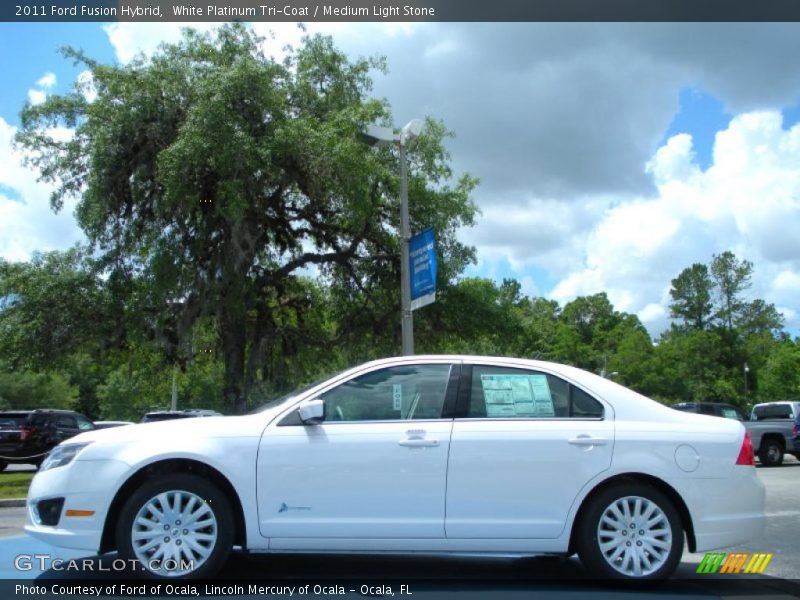 White Platinum Tri-Coat / Medium Light Stone 2011 Ford Fusion Hybrid