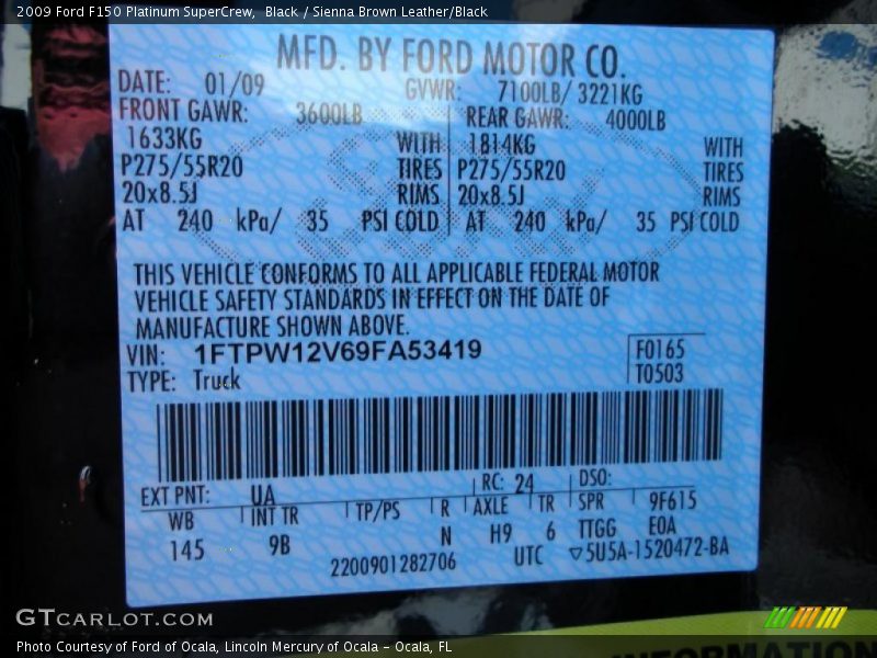 Black / Sienna Brown Leather/Black 2009 Ford F150 Platinum SuperCrew