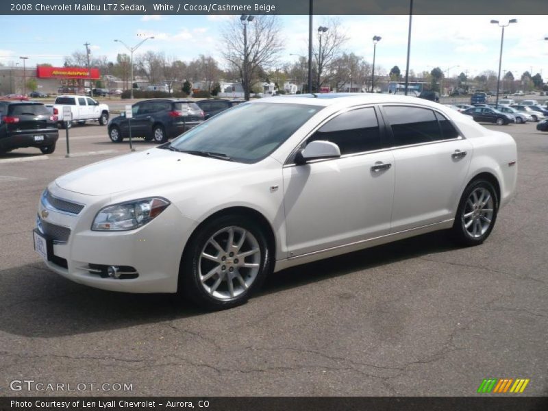 White / Cocoa/Cashmere Beige 2008 Chevrolet Malibu LTZ Sedan