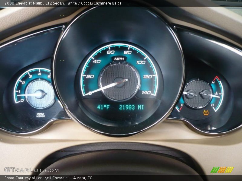 White / Cocoa/Cashmere Beige 2008 Chevrolet Malibu LTZ Sedan