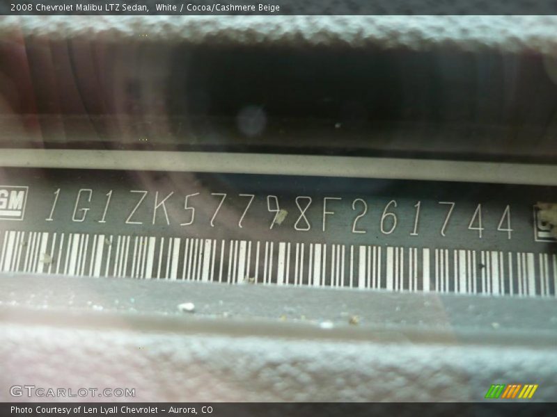 White / Cocoa/Cashmere Beige 2008 Chevrolet Malibu LTZ Sedan