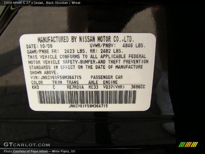 Black Obsidian / Wheat 2009 Infiniti G 37 x Sedan