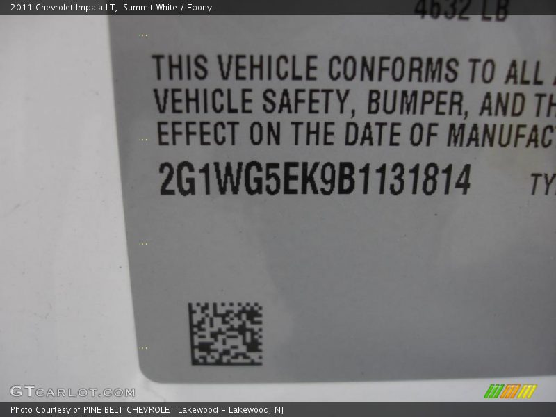 Summit White / Ebony 2011 Chevrolet Impala LT