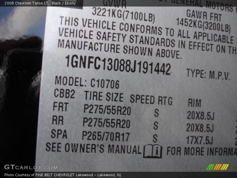 Black / Ebony 2008 Chevrolet Tahoe LT