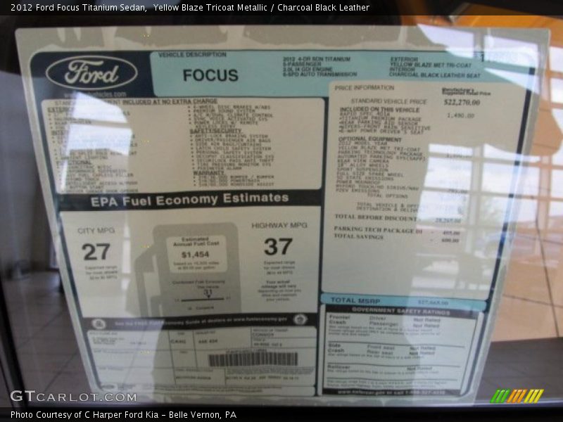  2012 Focus Titanium Sedan Window Sticker