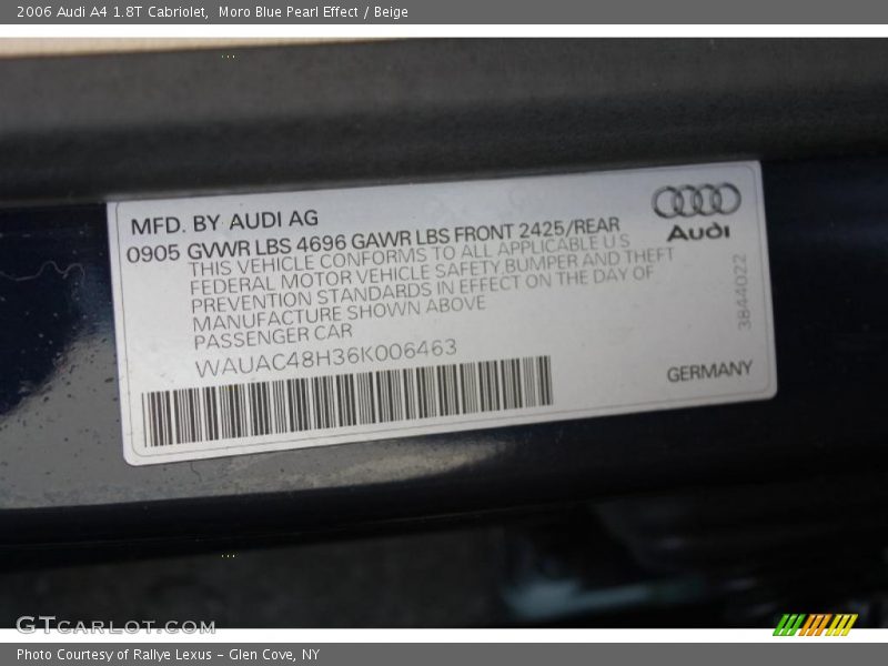 Moro Blue Pearl Effect / Beige 2006 Audi A4 1.8T Cabriolet