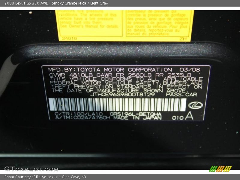 Smoky Granite Mica / Light Gray 2008 Lexus GS 350 AWD