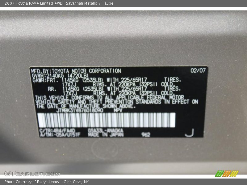 Savannah Metallic / Taupe 2007 Toyota RAV4 Limited 4WD