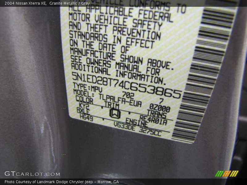 Granite Metallic / Gray 2004 Nissan Xterra XE