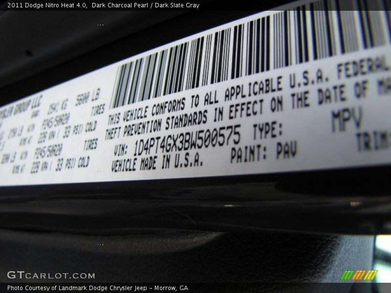 Dark Charcoal Pearl / Dark Slate Gray 2011 Dodge Nitro Heat 4.0