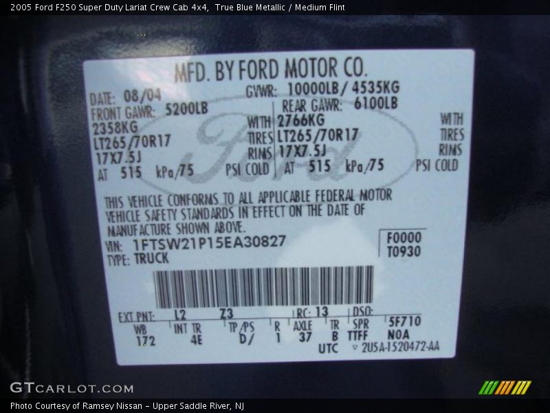 True Blue Metallic / Medium Flint 2005 Ford F250 Super Duty Lariat Crew Cab 4x4