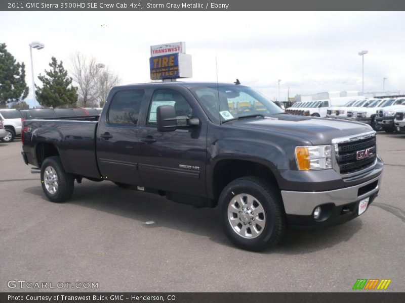 Storm Gray Metallic / Ebony 2011 GMC Sierra 3500HD SLE Crew Cab 4x4
