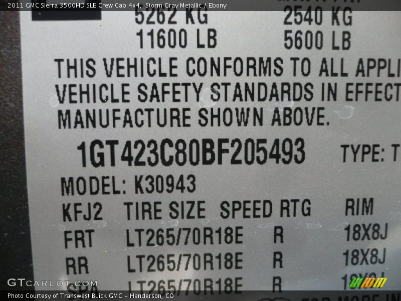 Storm Gray Metallic / Ebony 2011 GMC Sierra 3500HD SLE Crew Cab 4x4