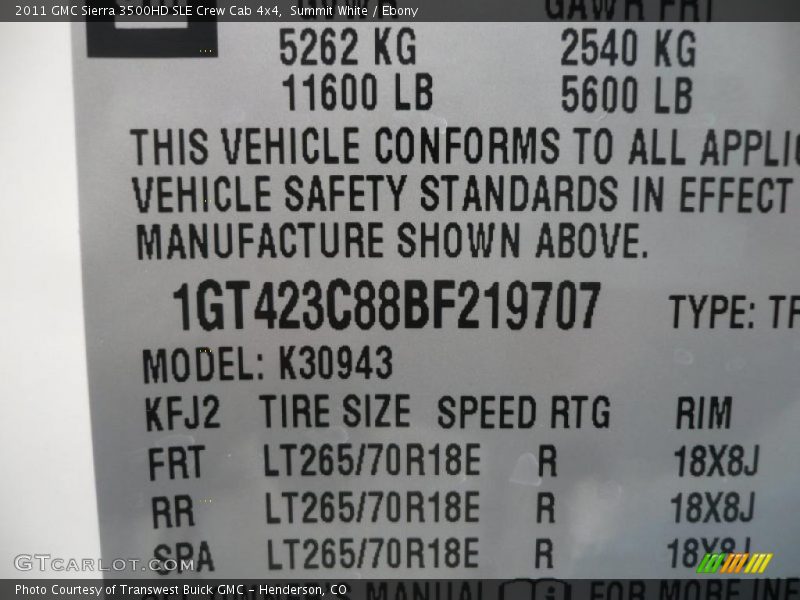 Summit White / Ebony 2011 GMC Sierra 3500HD SLE Crew Cab 4x4