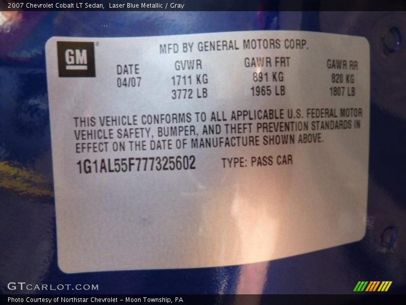 Laser Blue Metallic / Gray 2007 Chevrolet Cobalt LT Sedan