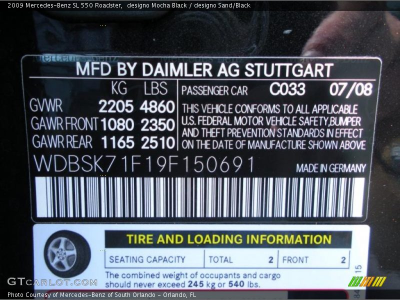 designo Mocha Black / designo Sand/Black 2009 Mercedes-Benz SL 550 Roadster