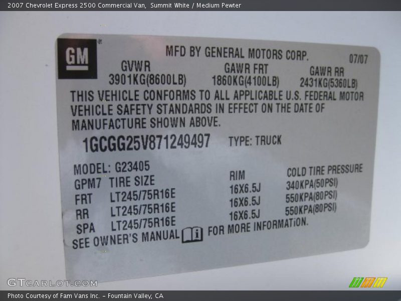 Summit White / Medium Pewter 2007 Chevrolet Express 2500 Commercial Van