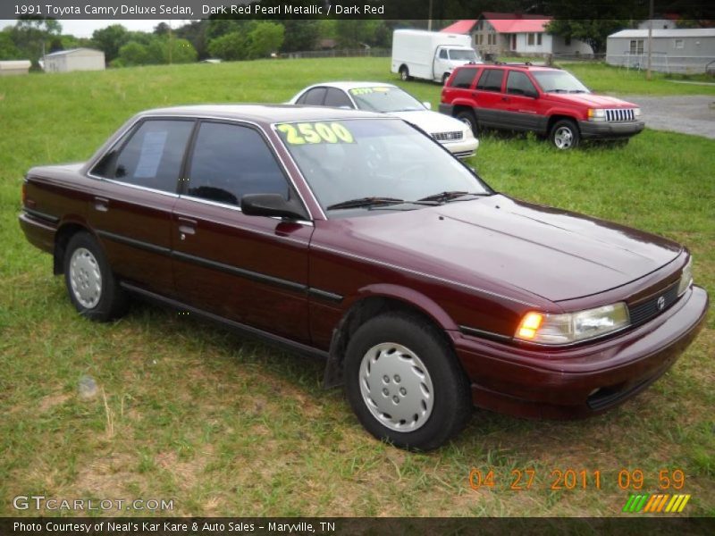 Dark Red Pearl Metallic / Dark Red 1991 Toyota Camry Deluxe Sedan