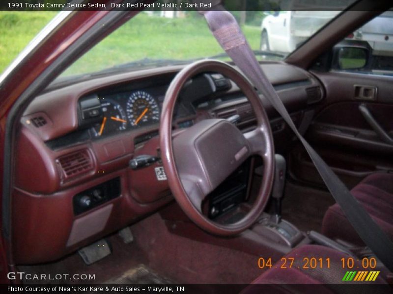 Dark Red Pearl Metallic / Dark Red 1991 Toyota Camry Deluxe Sedan