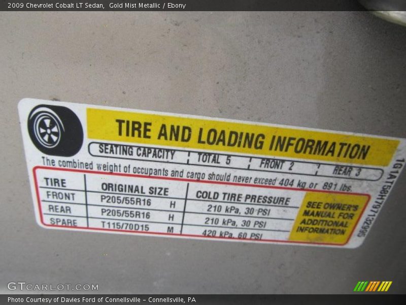 Gold Mist Metallic / Ebony 2009 Chevrolet Cobalt LT Sedan