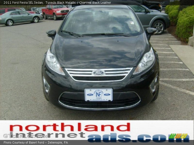 Tuxedo Black Metallic / Charcoal Black Leather 2011 Ford Fiesta SEL Sedan