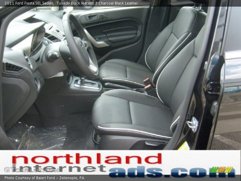 Tuxedo Black Metallic / Charcoal Black Leather 2011 Ford Fiesta SEL Sedan