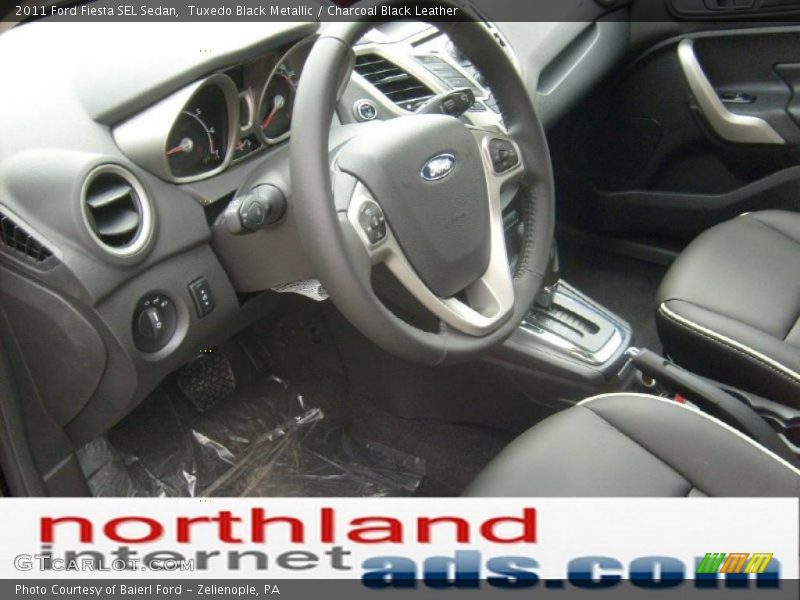 Tuxedo Black Metallic / Charcoal Black Leather 2011 Ford Fiesta SEL Sedan