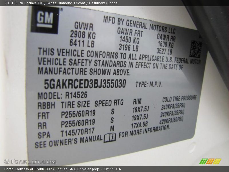 White Diamond Tricoat / Cashmere/Cocoa 2011 Buick Enclave CXL
