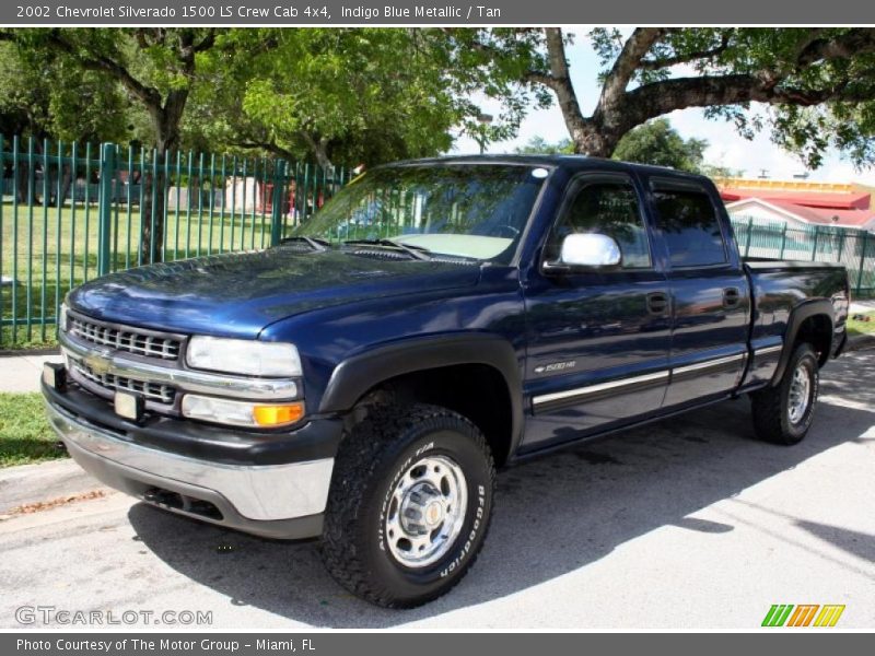 Indigo Blue Metallic / Tan 2002 Chevrolet Silverado 1500 LS Crew Cab 4x4