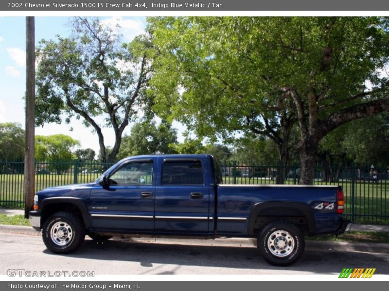 Indigo Blue Metallic / Tan 2002 Chevrolet Silverado 1500 LS Crew Cab 4x4