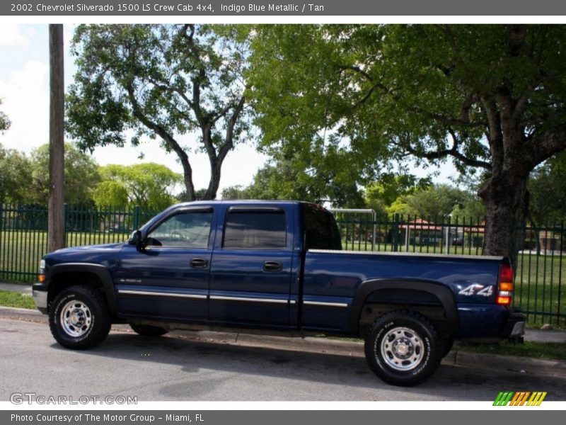 Indigo Blue Metallic / Tan 2002 Chevrolet Silverado 1500 LS Crew Cab 4x4