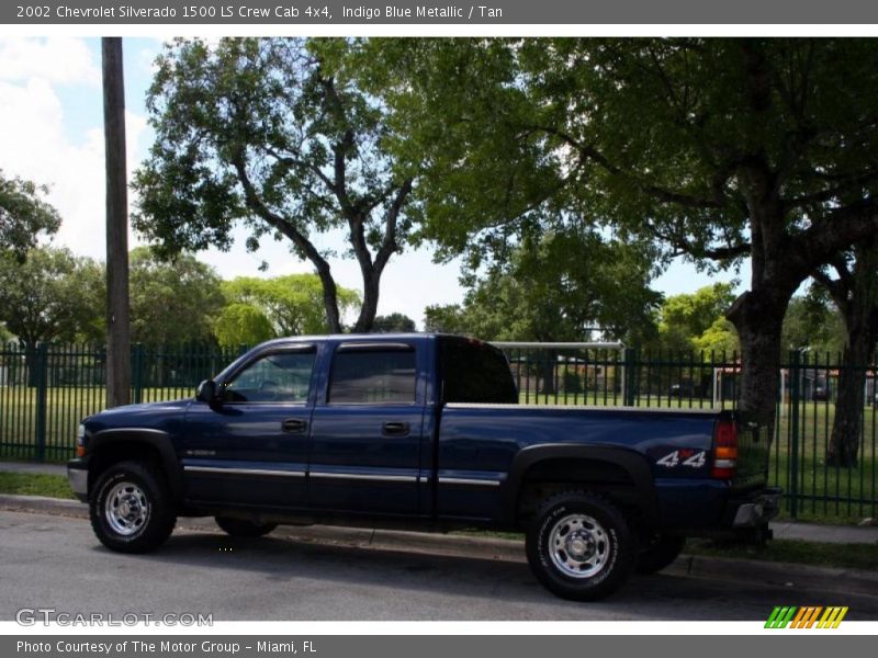 Indigo Blue Metallic / Tan 2002 Chevrolet Silverado 1500 LS Crew Cab 4x4