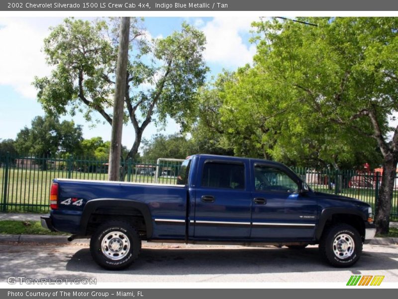 Indigo Blue Metallic / Tan 2002 Chevrolet Silverado 1500 LS Crew Cab 4x4