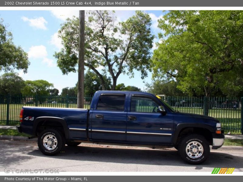 Indigo Blue Metallic / Tan 2002 Chevrolet Silverado 1500 LS Crew Cab 4x4