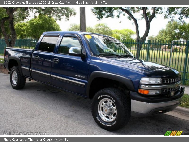 Indigo Blue Metallic / Tan 2002 Chevrolet Silverado 1500 LS Crew Cab 4x4