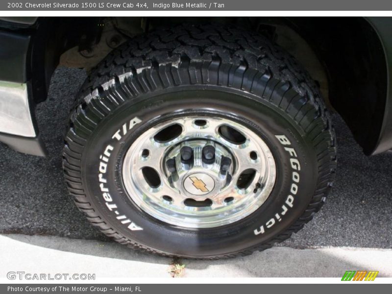 Indigo Blue Metallic / Tan 2002 Chevrolet Silverado 1500 LS Crew Cab 4x4
