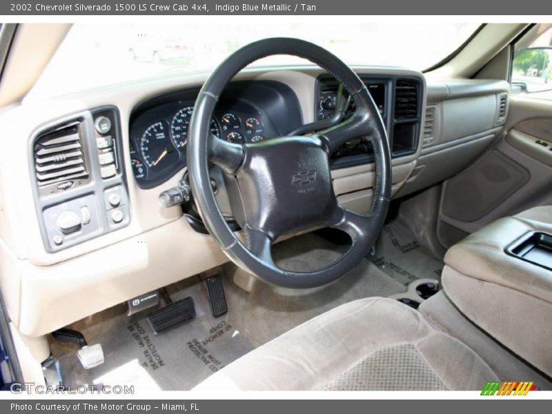 Indigo Blue Metallic / Tan 2002 Chevrolet Silverado 1500 LS Crew Cab 4x4