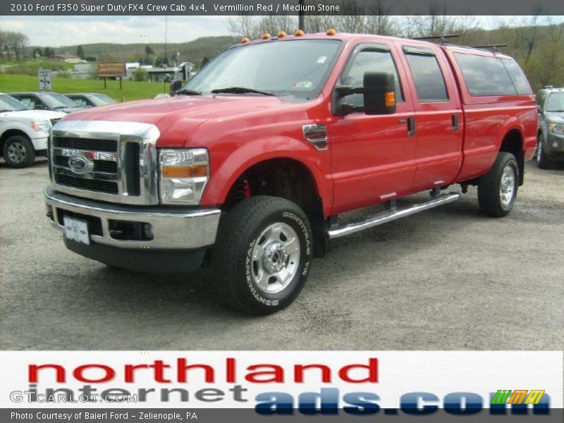 Vermillion Red / Medium Stone 2010 Ford F350 Super Duty FX4 Crew Cab 4x4