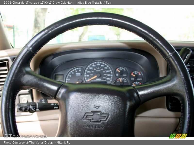 Indigo Blue Metallic / Tan 2002 Chevrolet Silverado 1500 LS Crew Cab 4x4