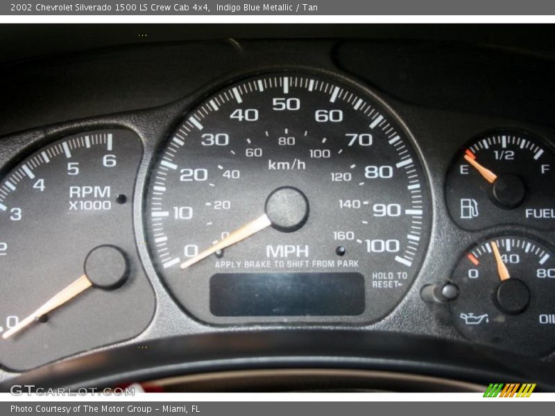 Indigo Blue Metallic / Tan 2002 Chevrolet Silverado 1500 LS Crew Cab 4x4