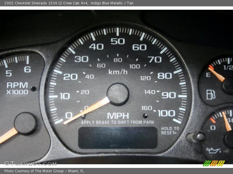 Indigo Blue Metallic / Tan 2002 Chevrolet Silverado 1500 LS Crew Cab 4x4