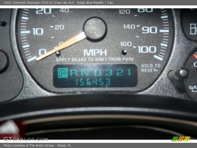 Indigo Blue Metallic / Tan 2002 Chevrolet Silverado 1500 LS Crew Cab 4x4