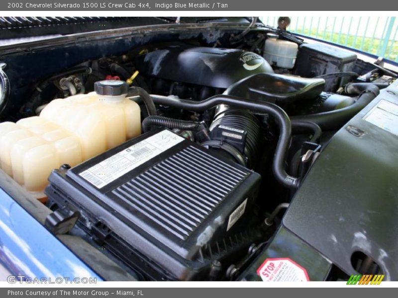 Indigo Blue Metallic / Tan 2002 Chevrolet Silverado 1500 LS Crew Cab 4x4