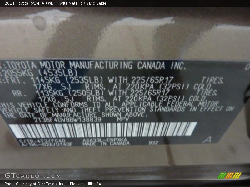 Pyrite Metallic / Sand Beige 2011 Toyota RAV4 I4 4WD