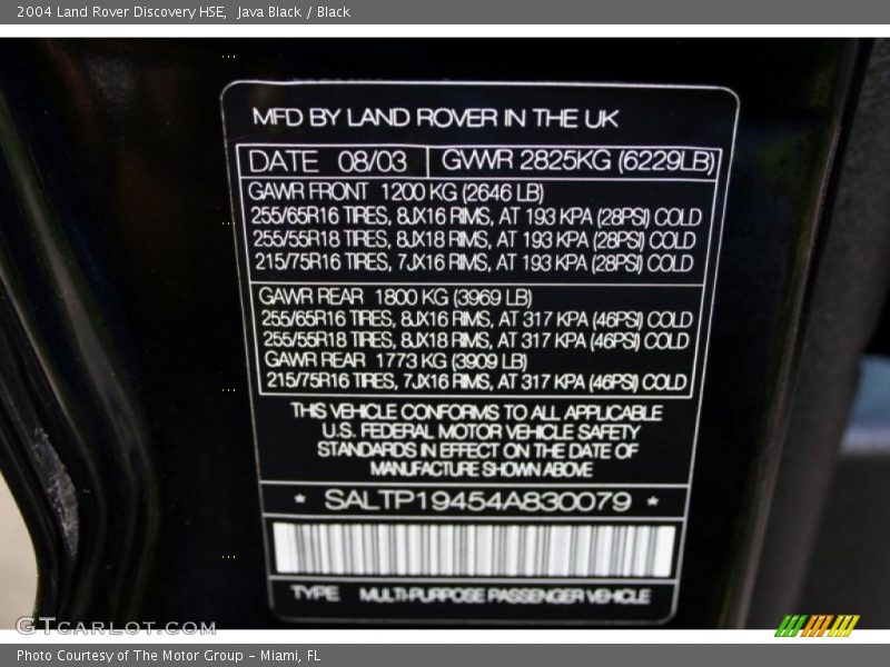 Java Black / Black 2004 Land Rover Discovery HSE