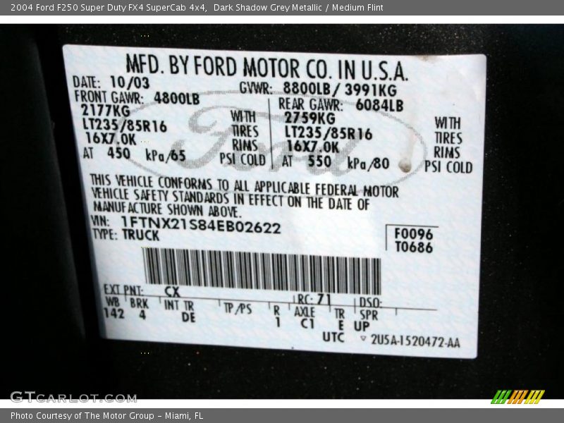 Dark Shadow Grey Metallic / Medium Flint 2004 Ford F250 Super Duty FX4 SuperCab 4x4
